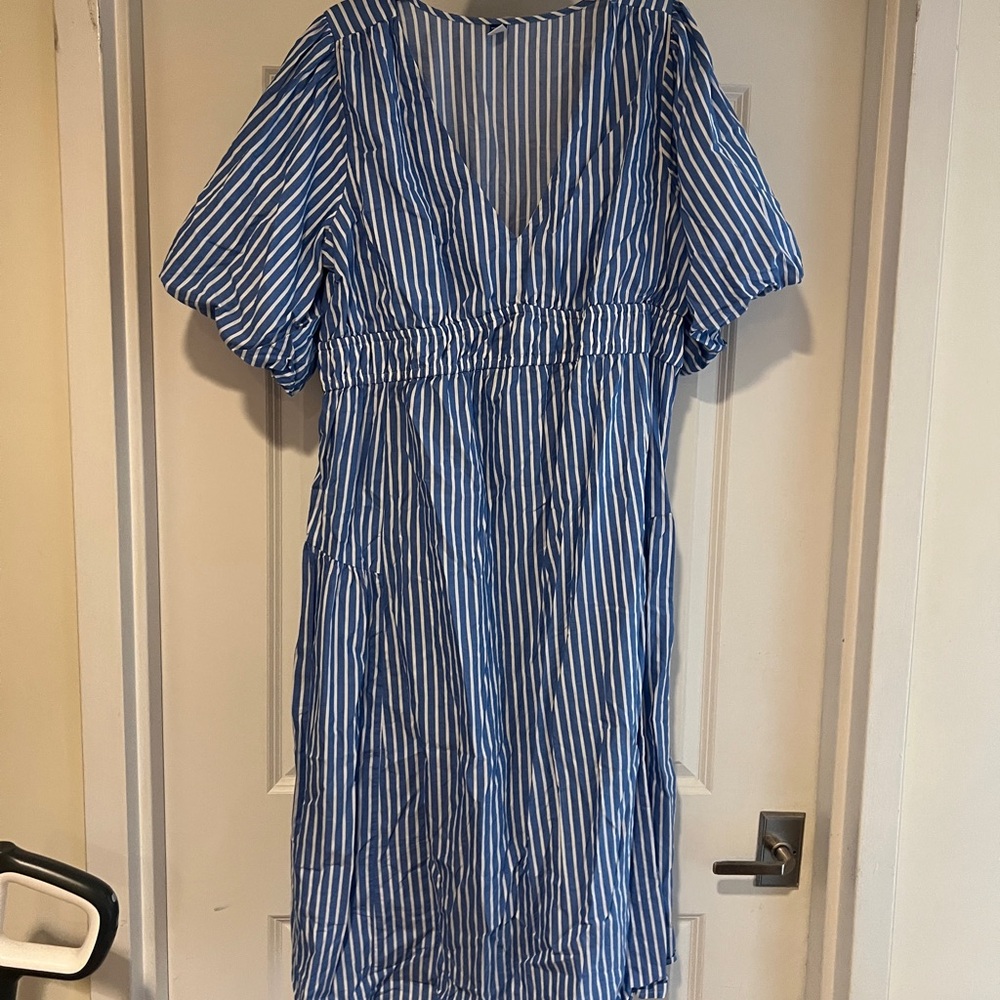 Maternity Old Navy Blue and White Striped Dress